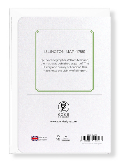Ezen Designs - Islington map (1755) - Greeting Card - Back