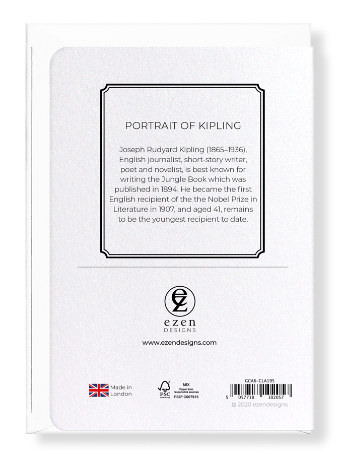 Ezen Designs - Portrait of kipling - Greeting Card - Back