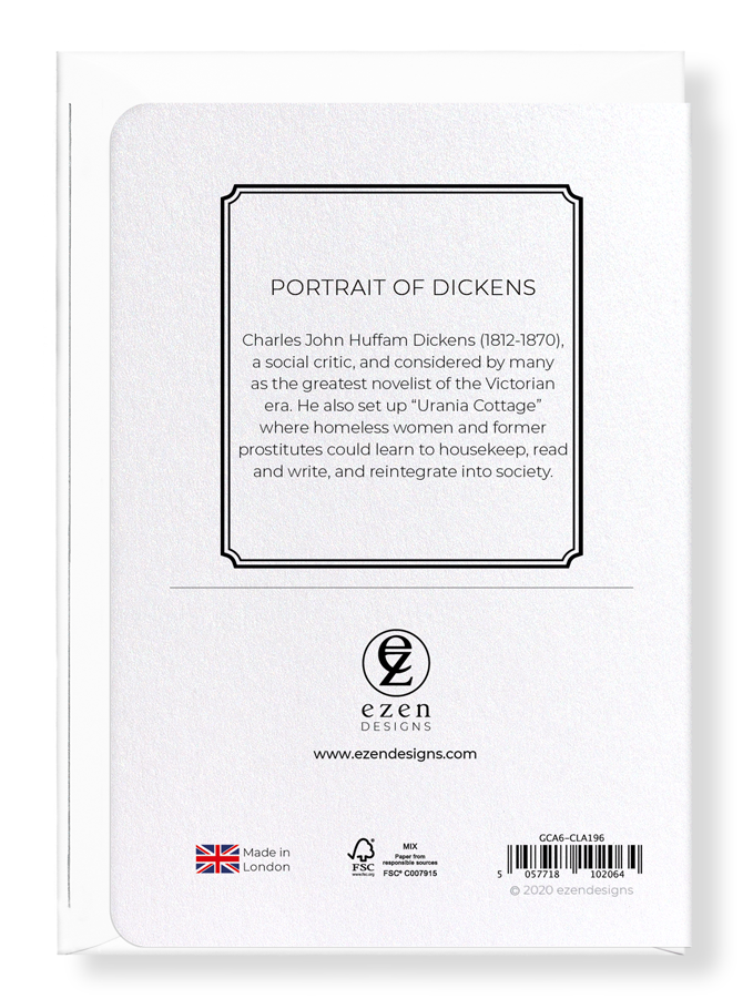 Ezen Designs - Portrait of dickens - Greeting Card - Back