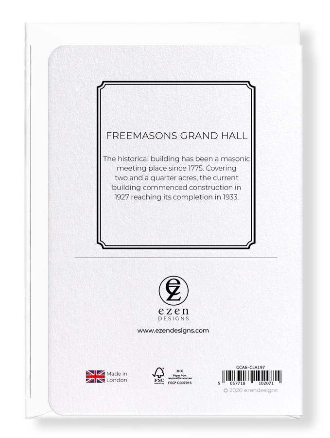 Ezen Designs - Freemasons grand hall - Greeting Card - Back