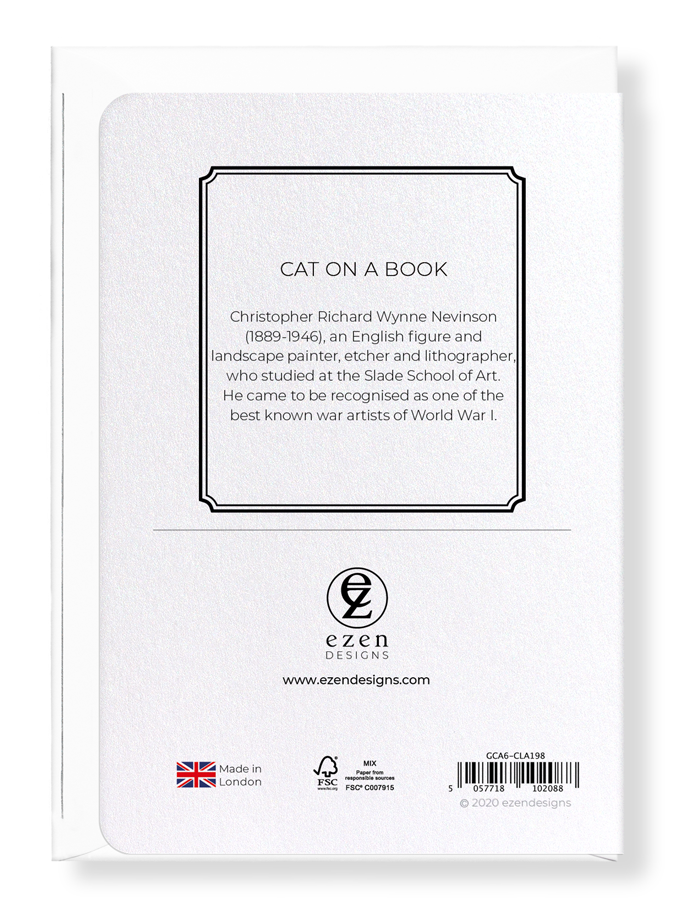 Ezen Designs - Cat on a book - Greeting Card - Back
