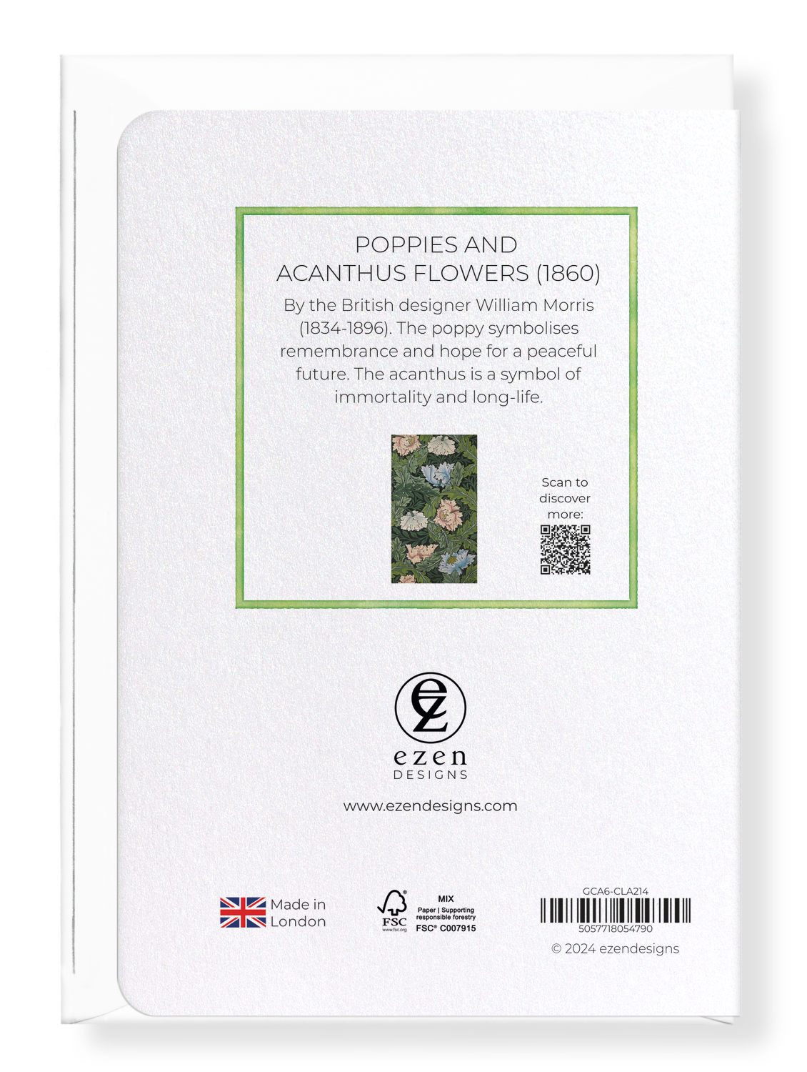 Ezen Designs - Poppies and acanthus flowers (1860) - Greeting Card - Back