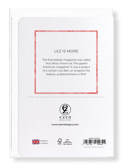Ezen Designs - Lez is more - Greeting Card - Back