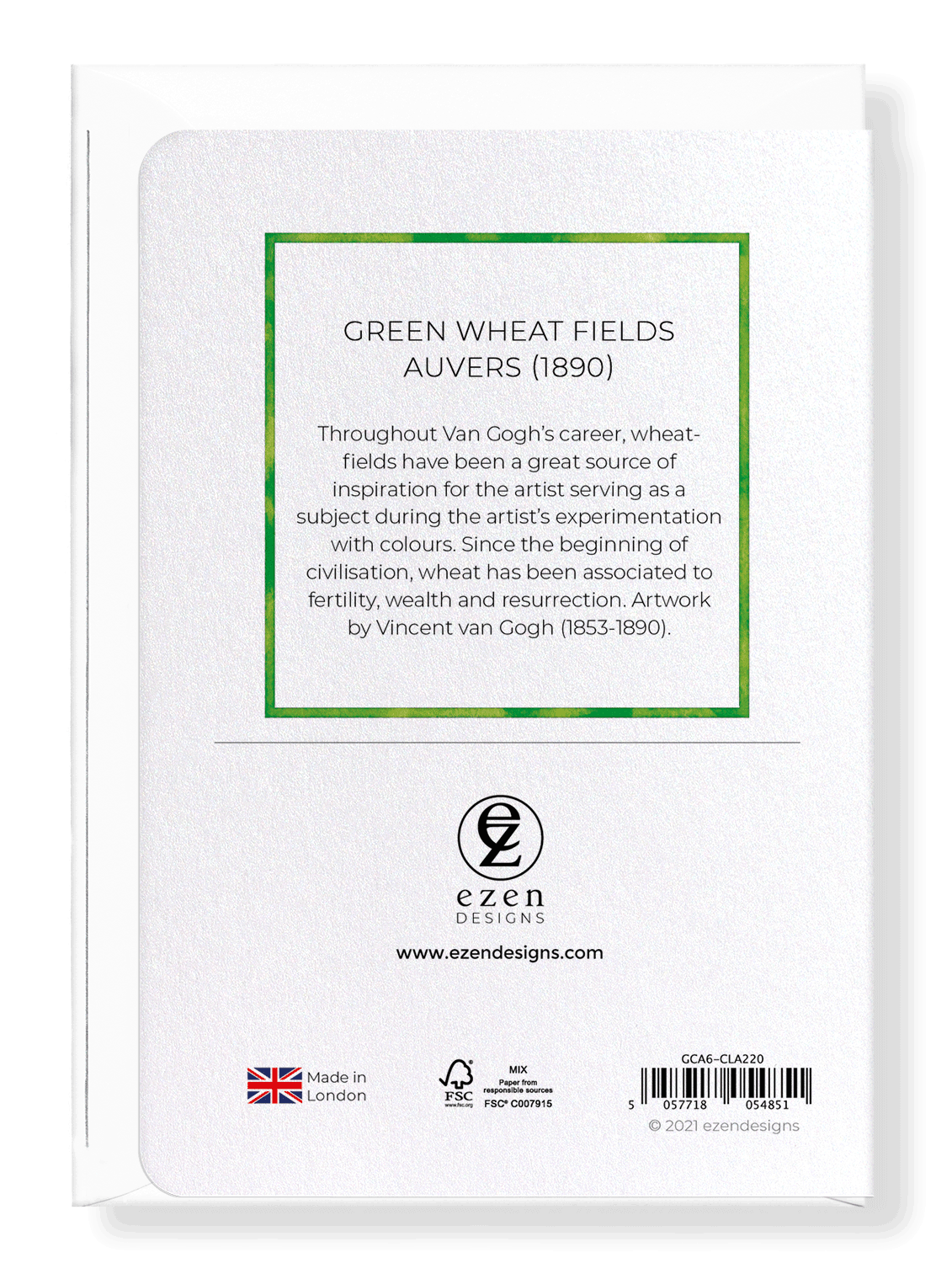 Ezen Designs - Green Wheat Fields Auvers (1890) - Greeting Card - Back