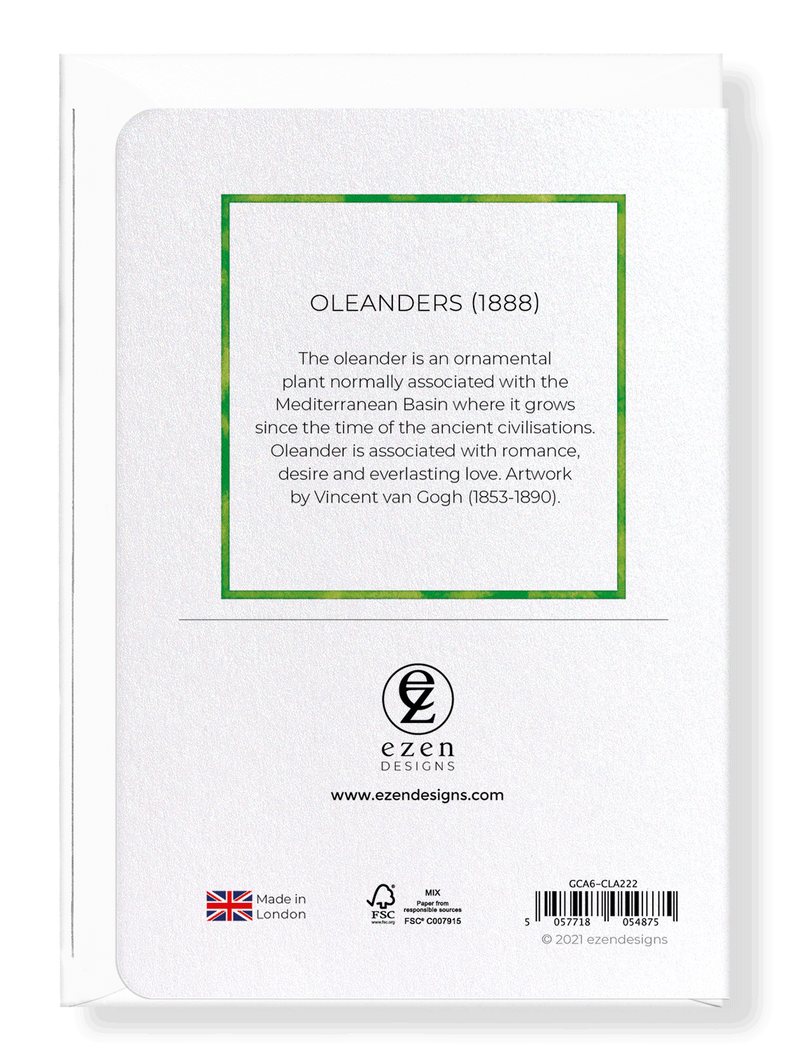 Ezen Designs - Oleanders (1888) - Greeting Card - Back