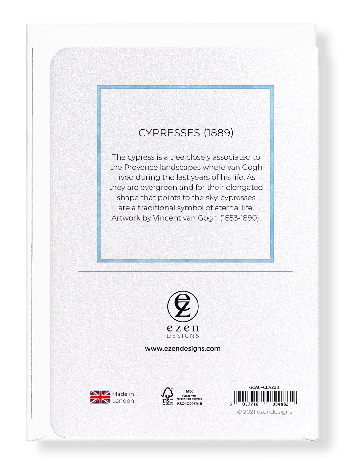 Ezen Designs - Cypresses (1889) - Greeting Card - Back