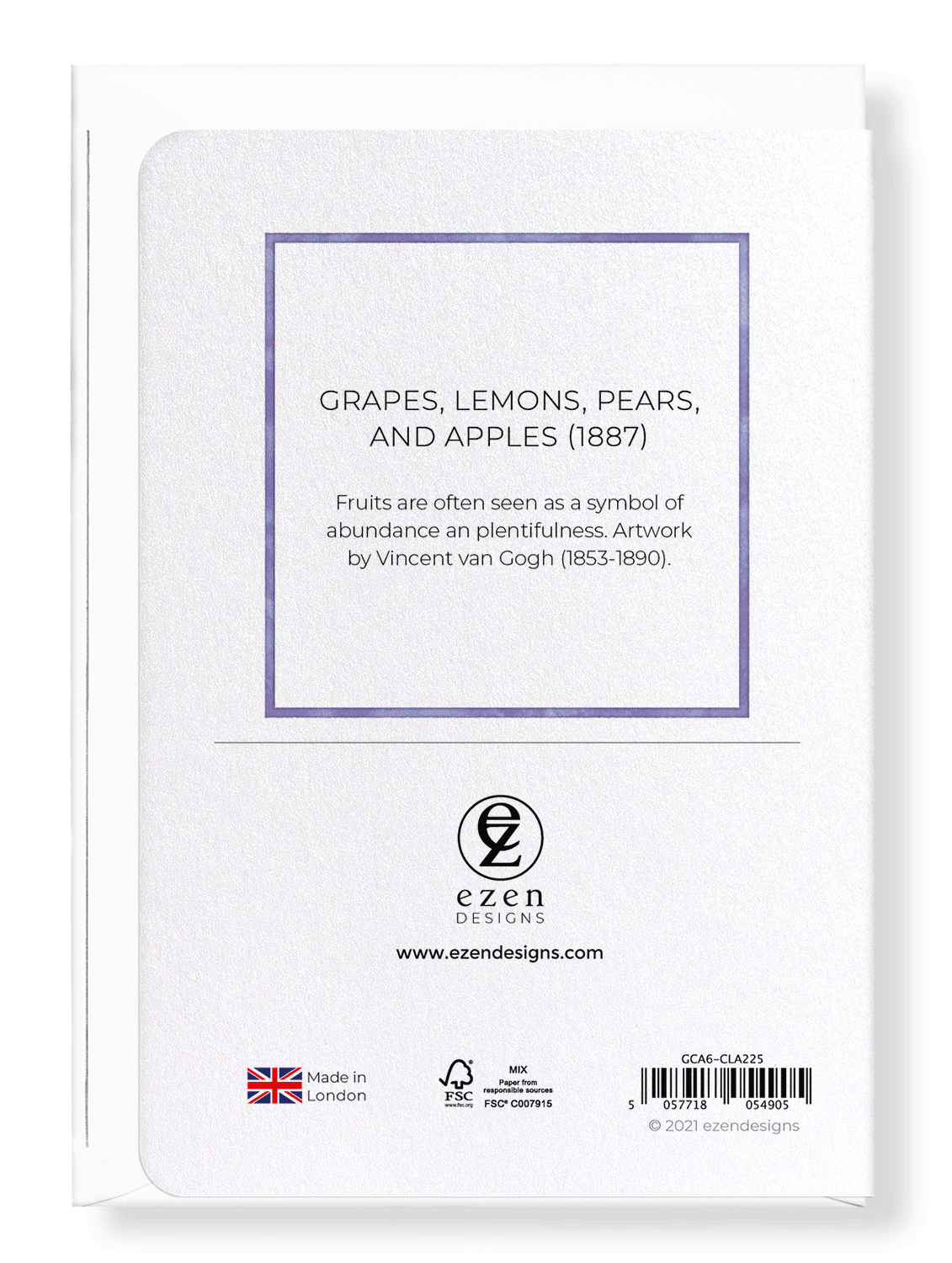 Ezen Designs - Grapes, Lemons, Pears, and Apples (1887) - Greeting Card - Back