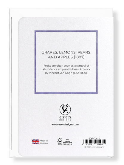 Ezen Designs - Grapes, Lemons, Pears, and Apples (1887) - Greeting Card - Back