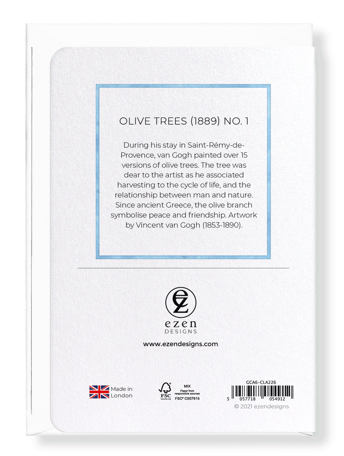 Ezen Designs - Olive Trees (1889) No. 1 - Greeting Card - Back