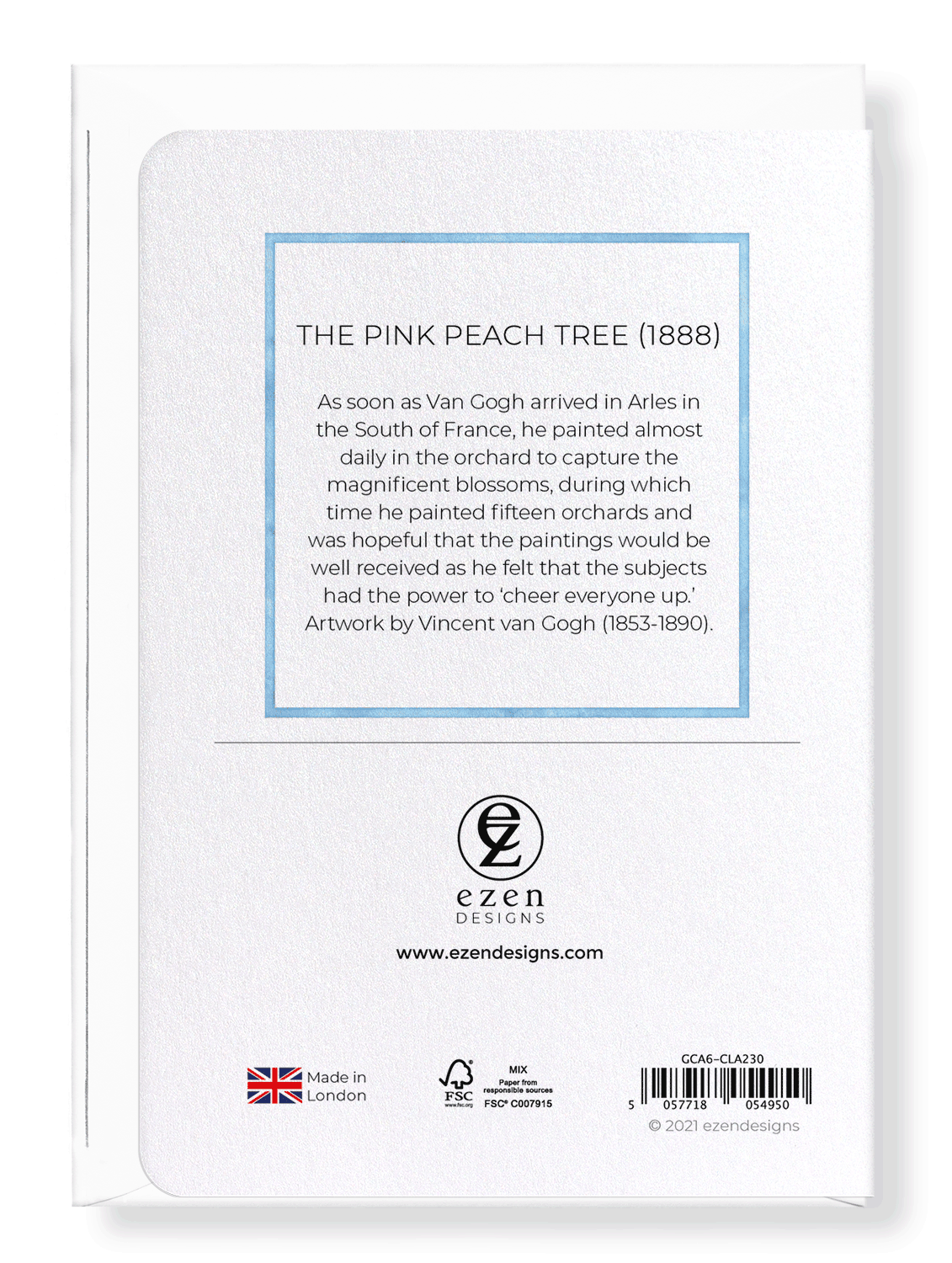Ezen Designs - The pink peach tree (1888) - Greeting Card - Back