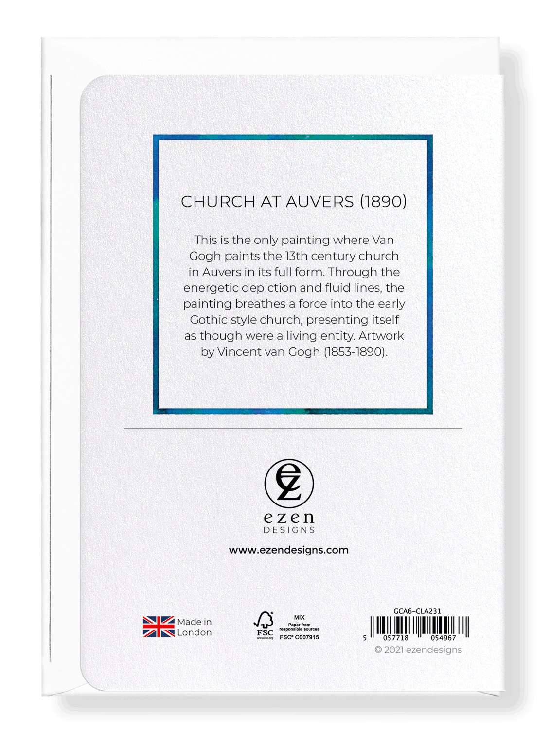 Ezen Designs - Church at Auvers (1890) - Greeting Card - Back