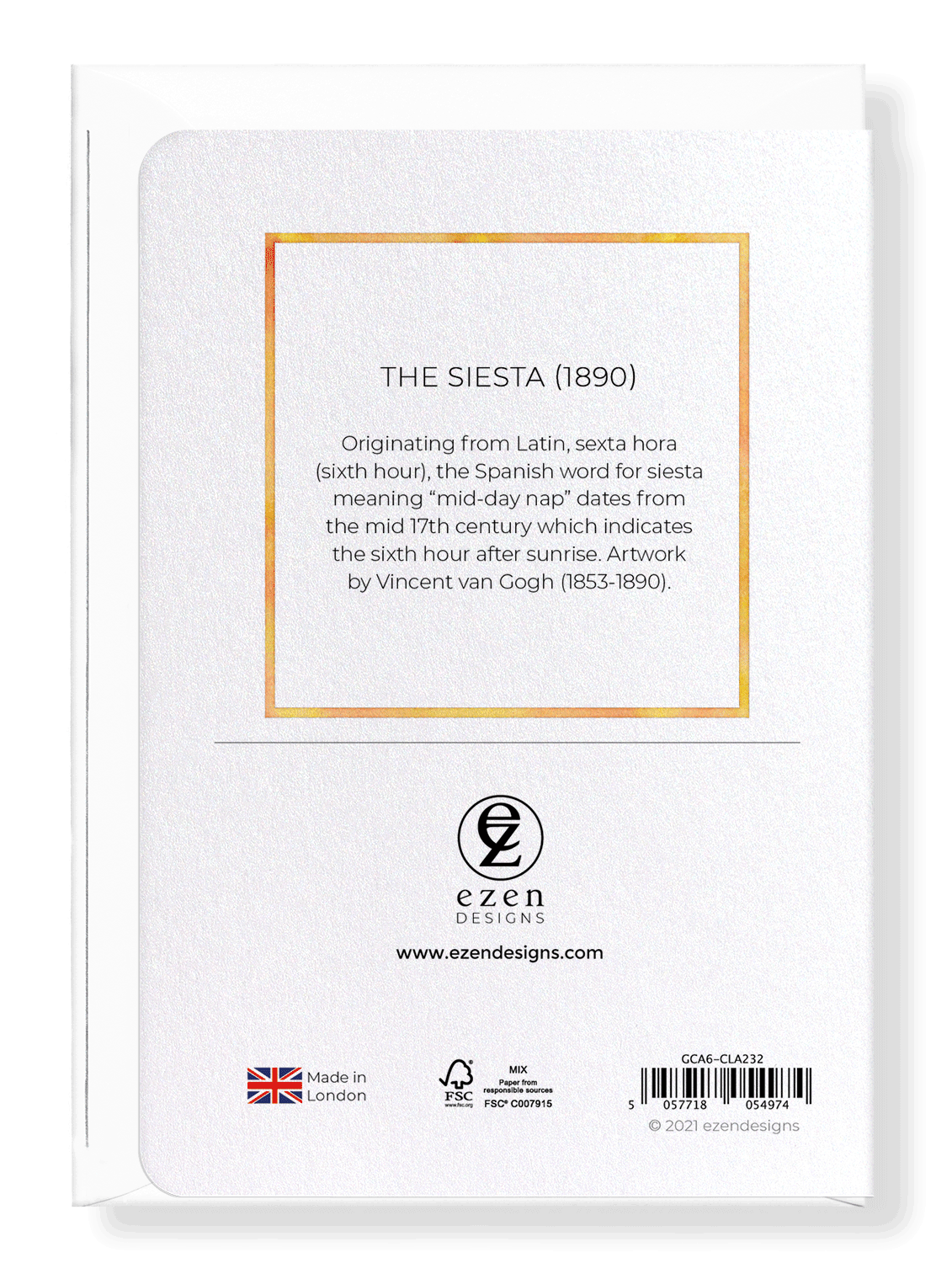 Ezen Designs - The Siesta (1890) - Greeting Card - Back