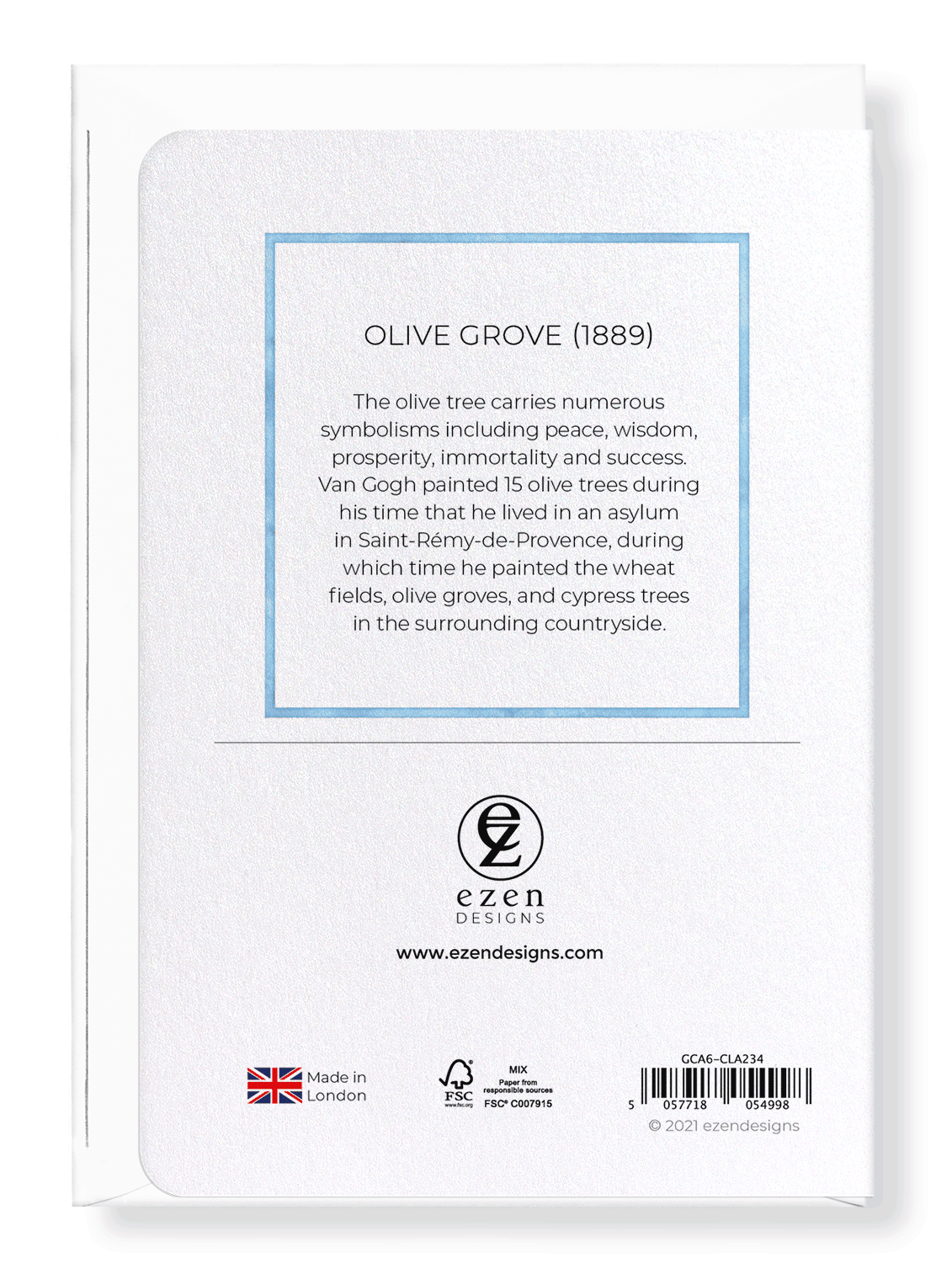 Ezen Designs - Olive grove (1889) - Greeting Card - Back