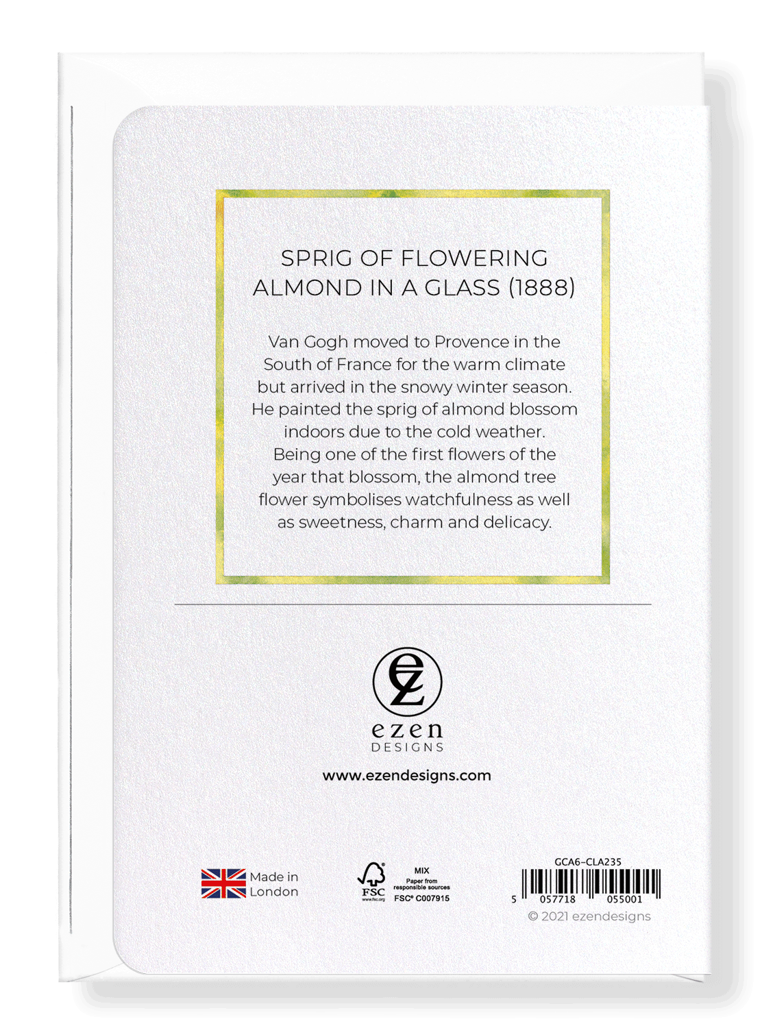 Ezen Designs - Sprig of flowering almond in a glass (1888) - Greeting Card - Back