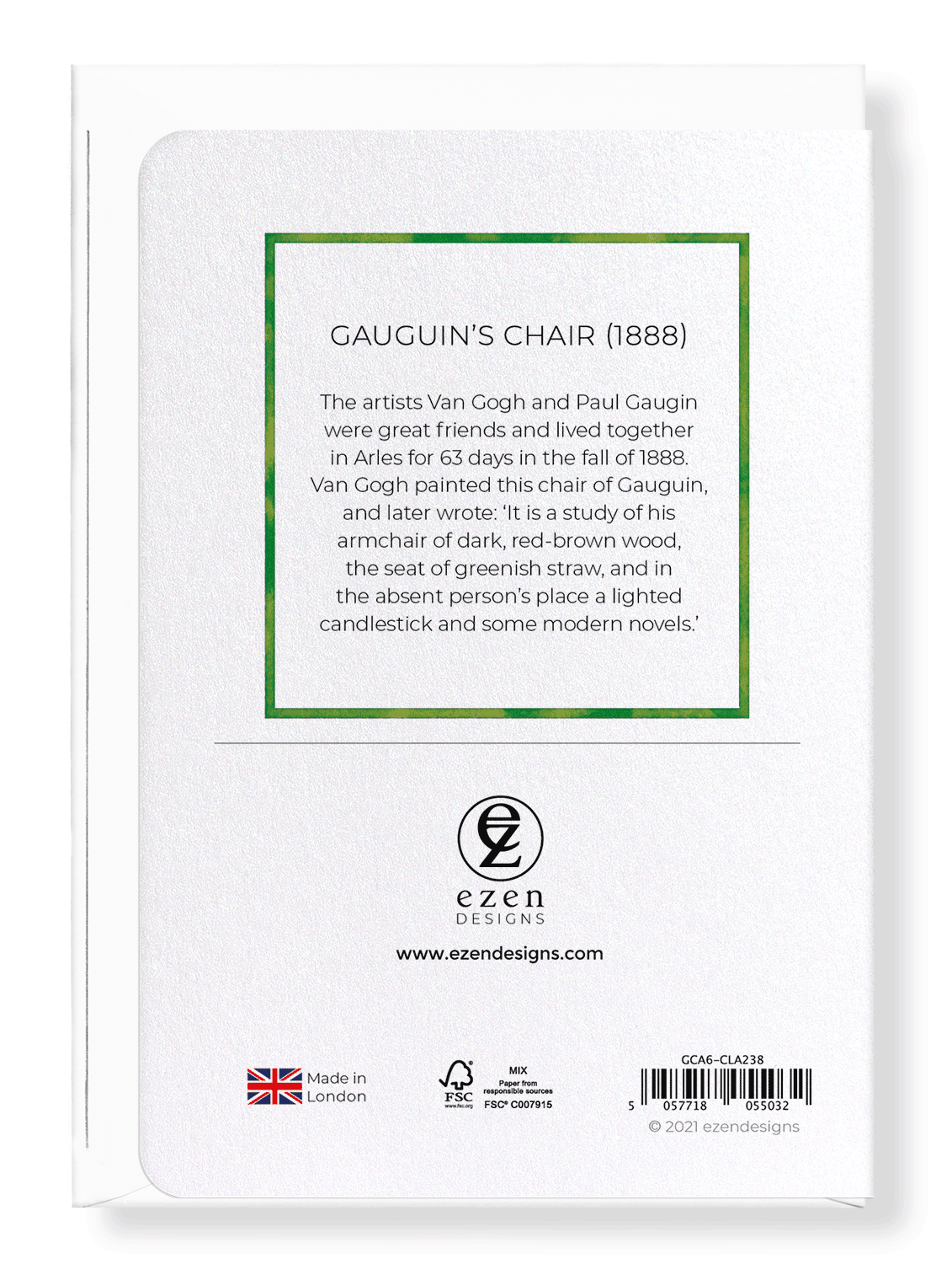 Ezen Designs - Gauguin's chair (1888) - Greeting Card - Back