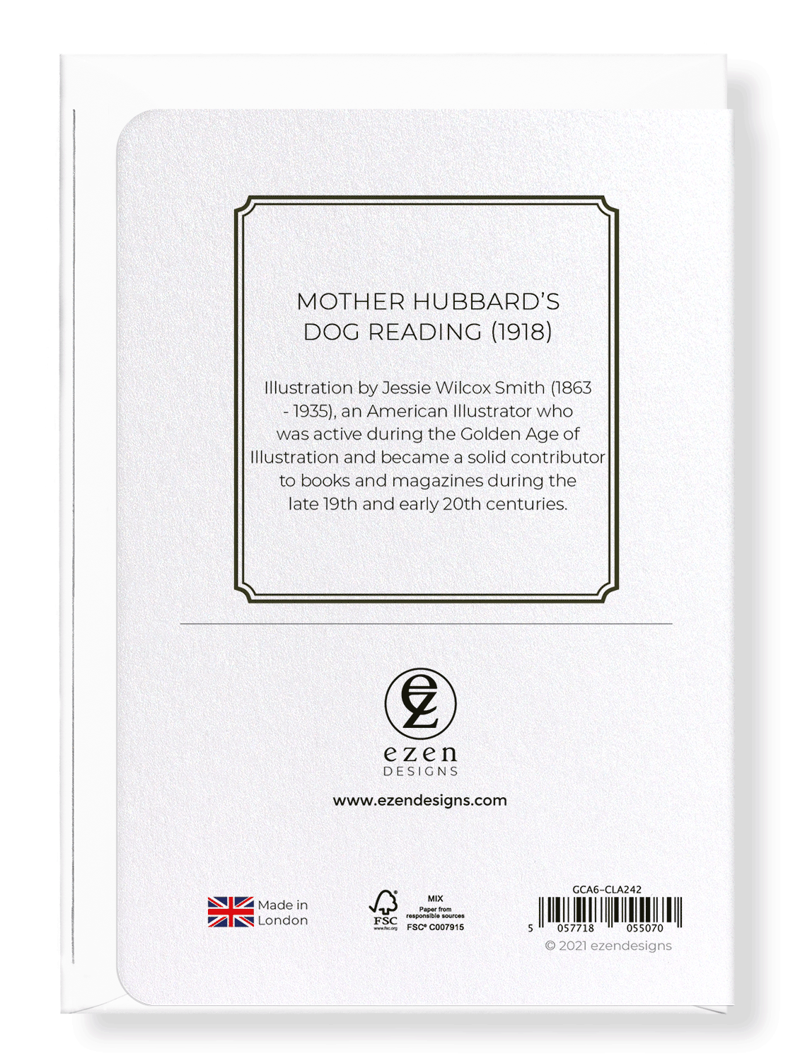 Ezen Designs - Mother hubbard’s dog reading (1918) - Greeting Card - Back