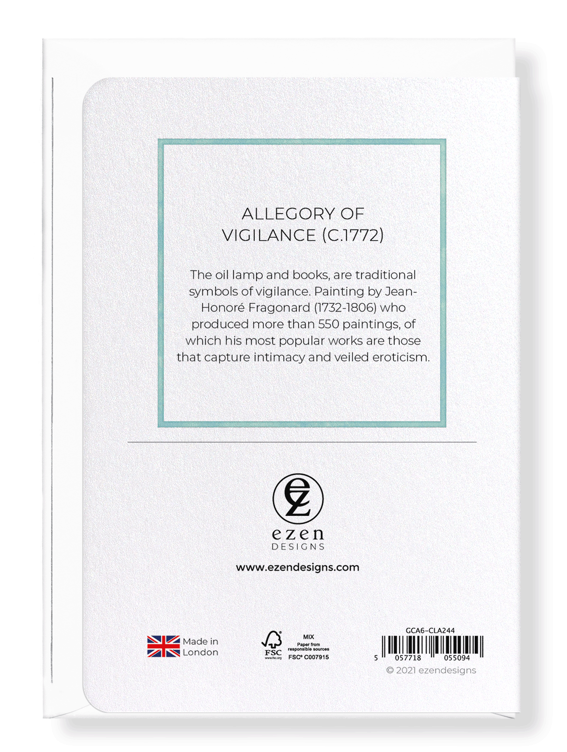 Ezen Designs - Allegory of vigilance (C.1772) - Greeting Card - Back