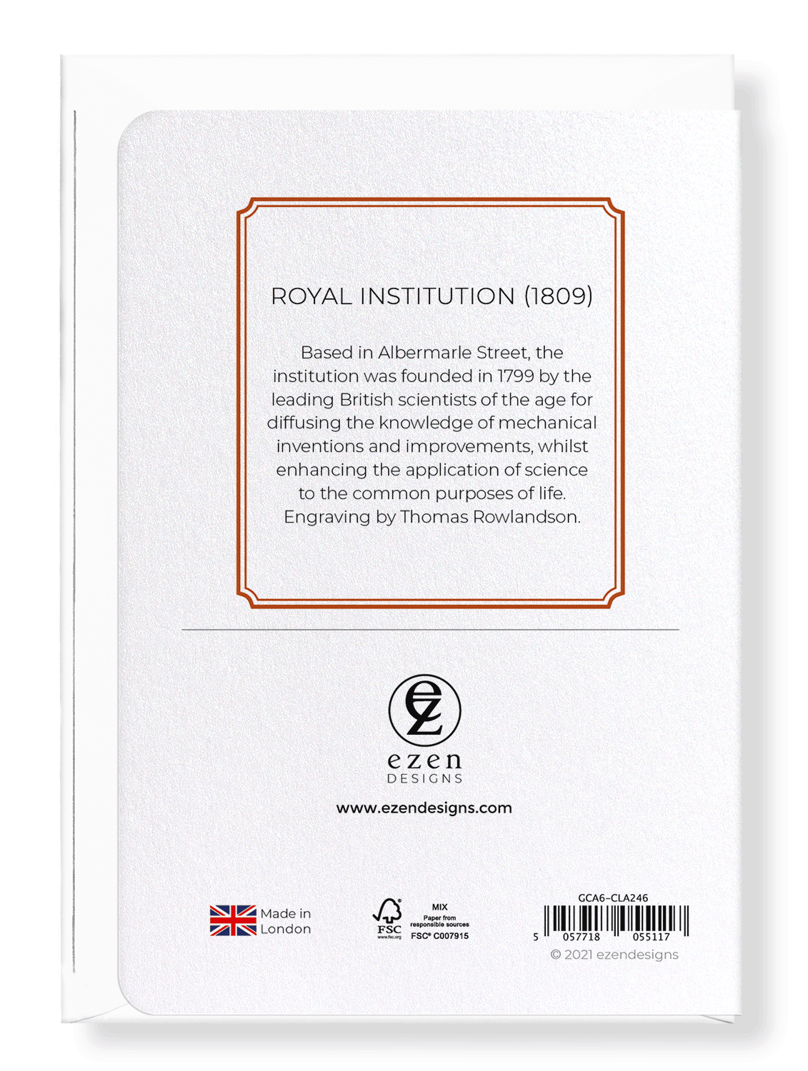 Ezen Designs - Royal institution (1809) - Greeting Card - Back