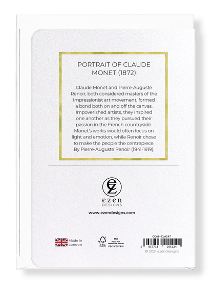 Ezen Designs - Portrait of claude monet (1872) - Greeting Card - Back
