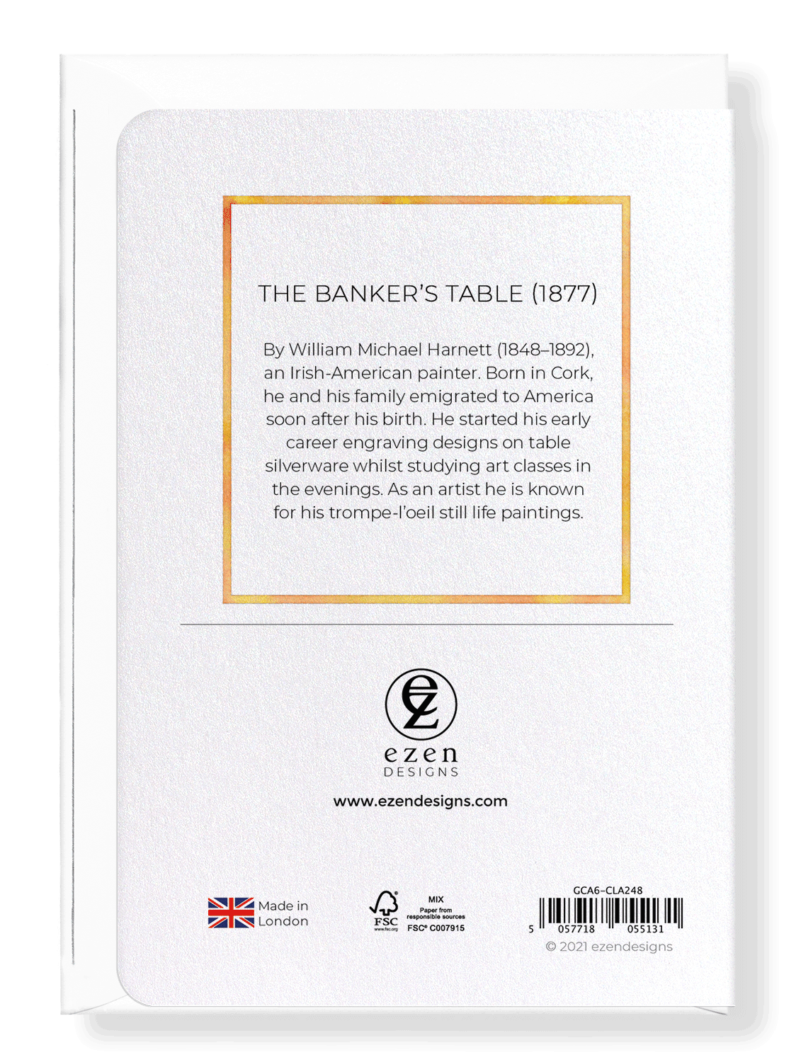 Ezen Designs - The banker’s table (1877) - Greeting Card - Back