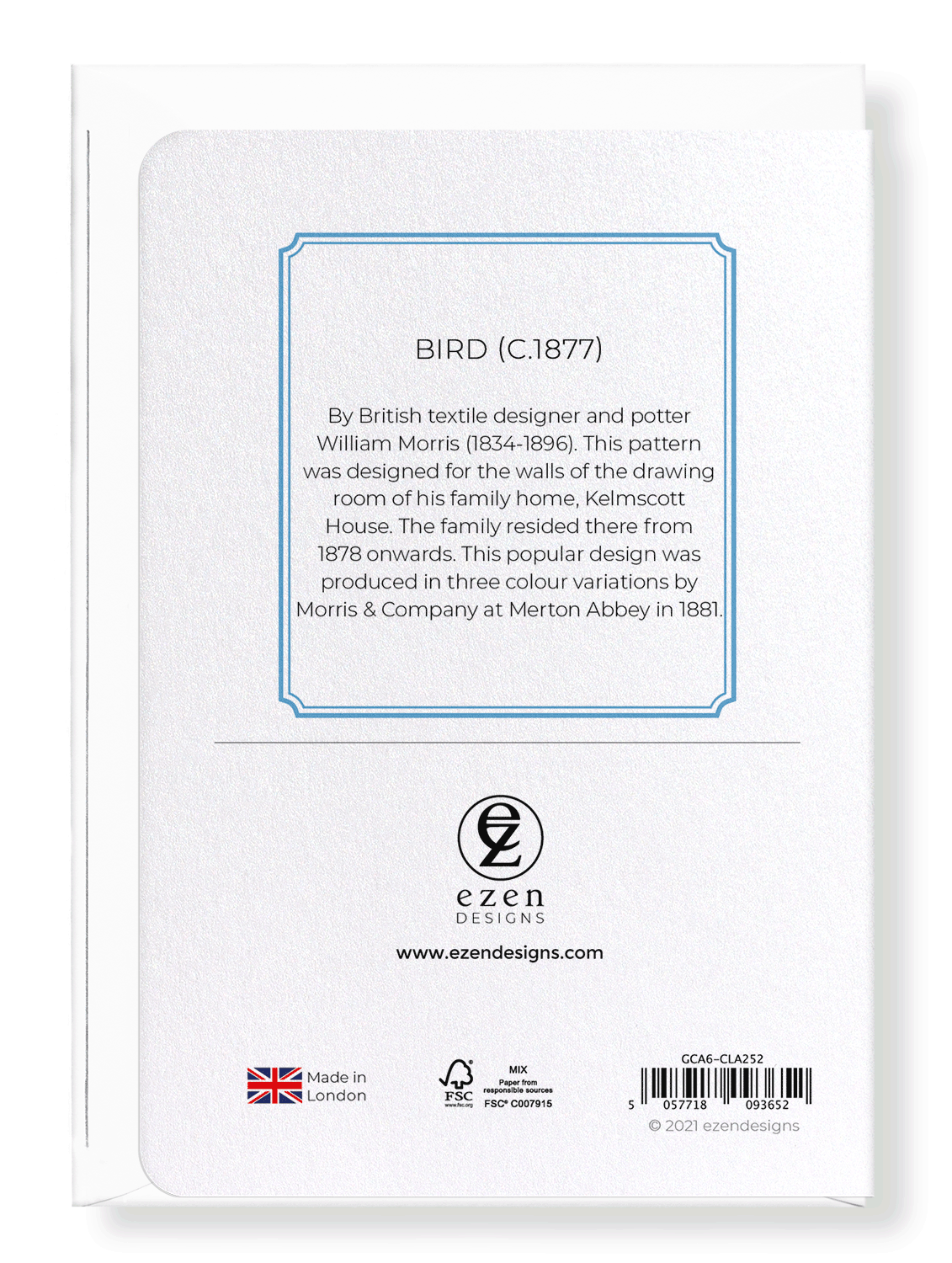 Ezen Designs - Bird (c.1877) - Greeting Card - Back