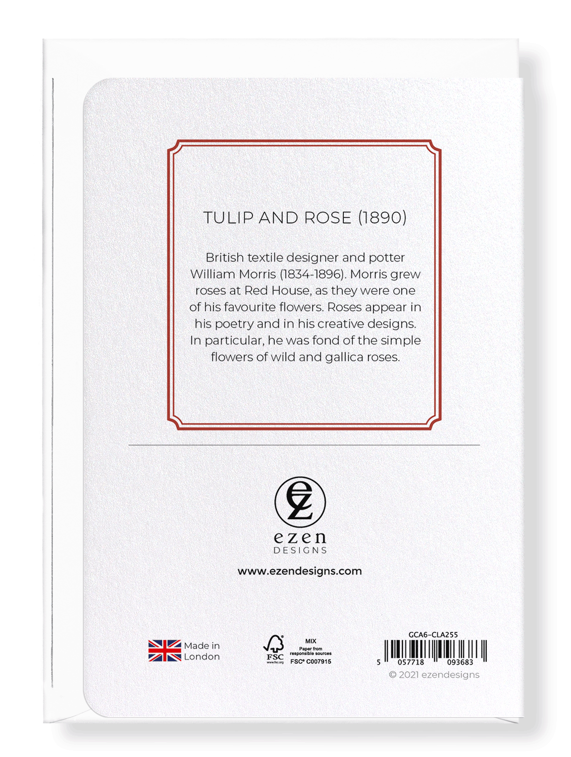 Ezen Designs - Tulip and rose (1890) - Greeting Card - Back