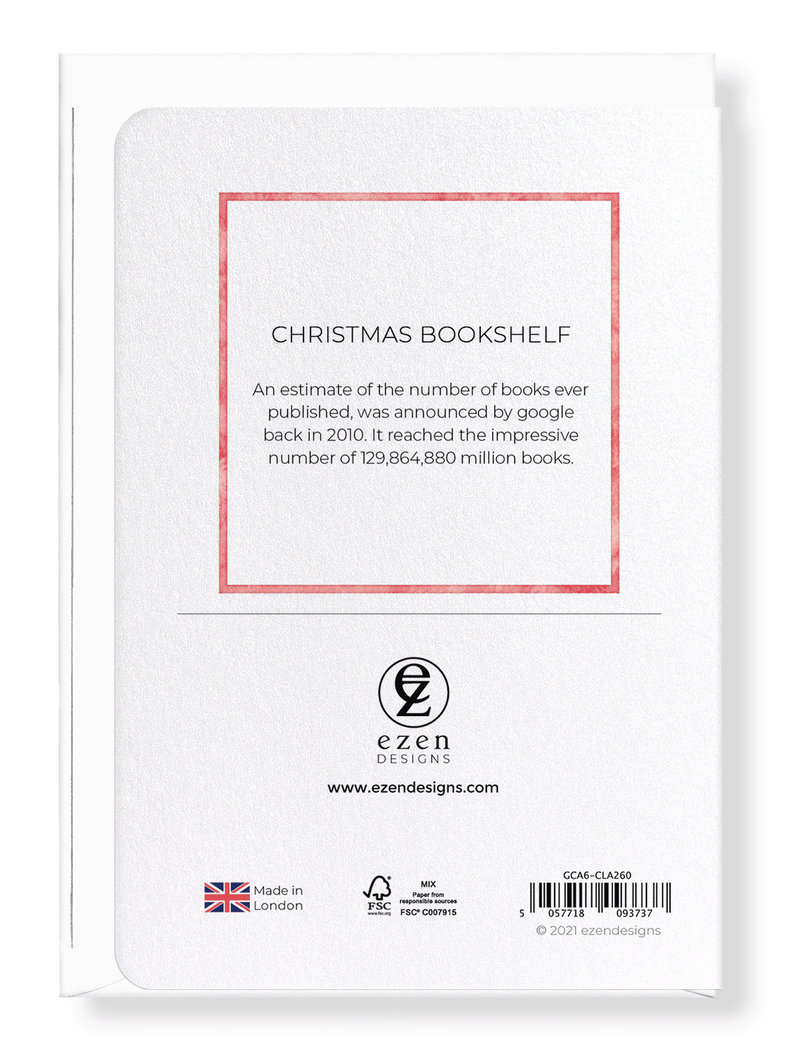 Ezen Designs - Christmas Bookshelf - Greeting Card - Back