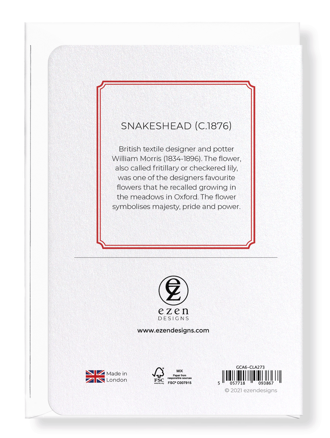 Ezen Designs - Snakeshead (c.1876) - Greeting Card - Back
