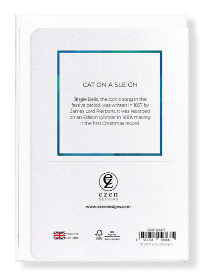 Ezen Designs - Cat on a Sleigh - Greeting Card - Back
