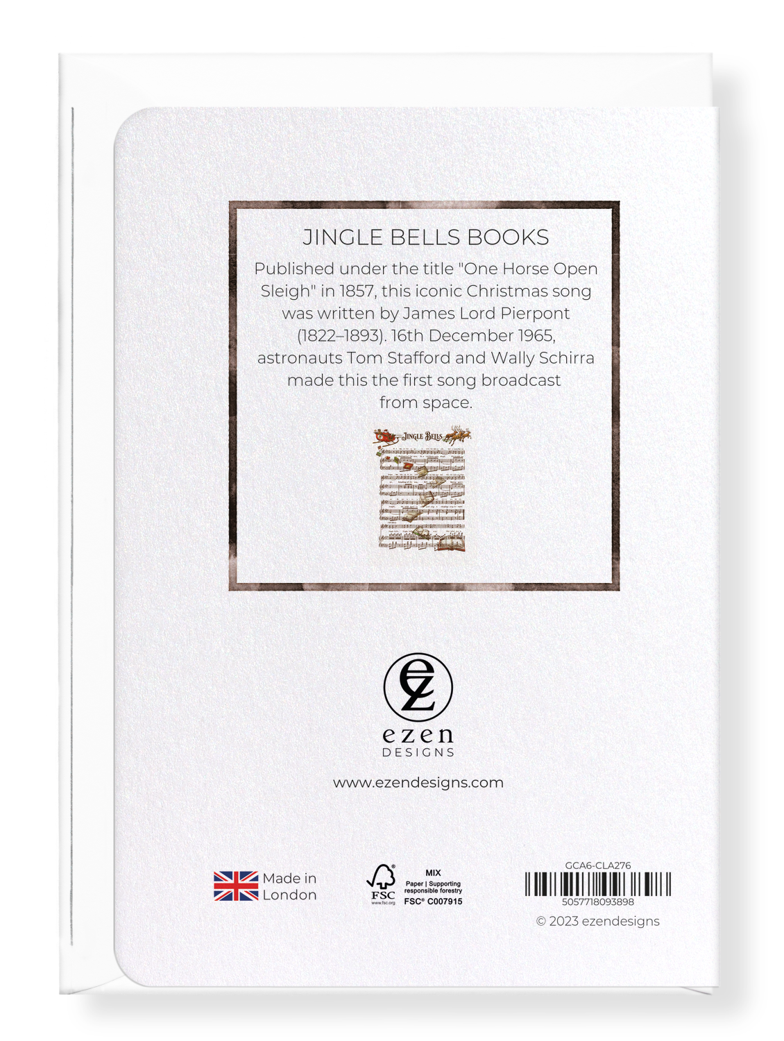 Ezen Designs - Jingle bells books - Greeting Card - Back