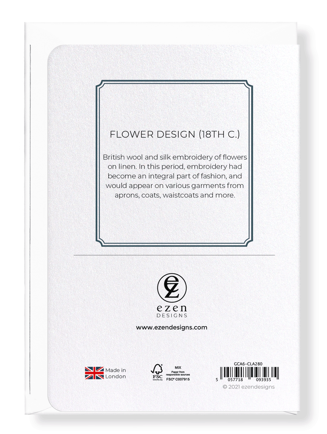 Ezen Designs - Flower design (18th c.) - Greeting Card - Back