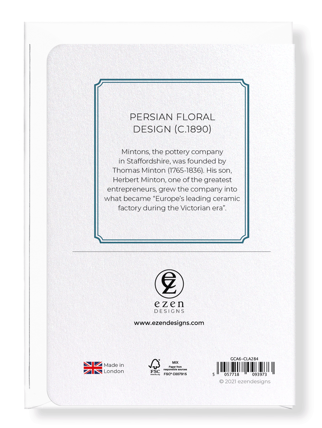 Ezen Designs - Persian floral design (c.1890) - Greeting Card - Back