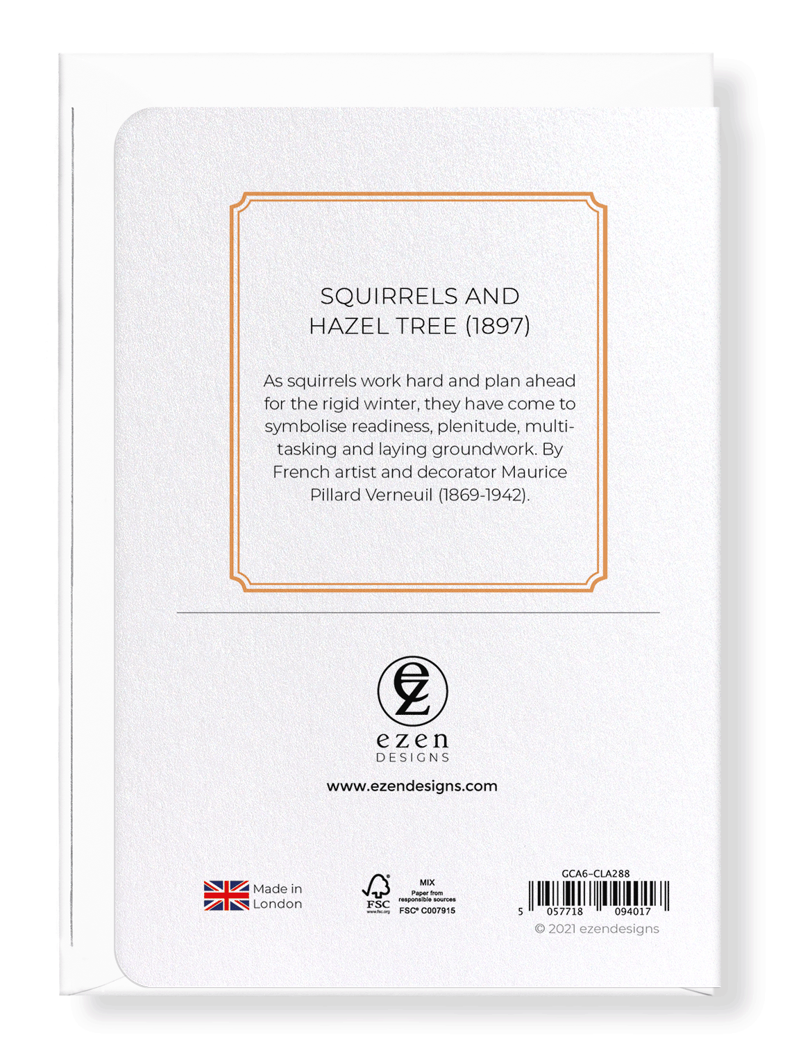 Ezen Designs - Squirrels and hazel tree (1897) - Greeting Card - Back