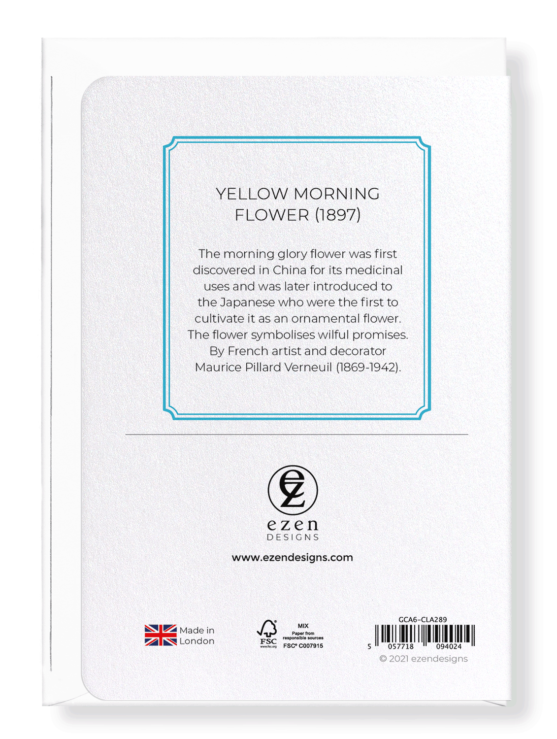 Ezen Designs - Yellow morning flower (1897)  - Greeting Card - Back