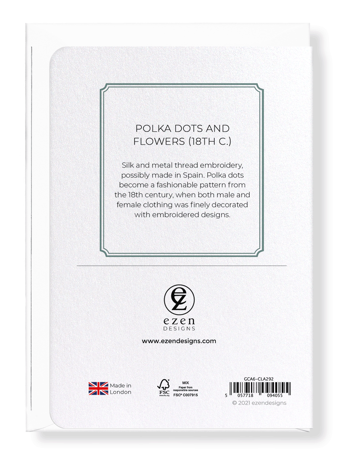 Ezen Designs - Polka dots and flowers (18th C.)  - Greeting Card - Back