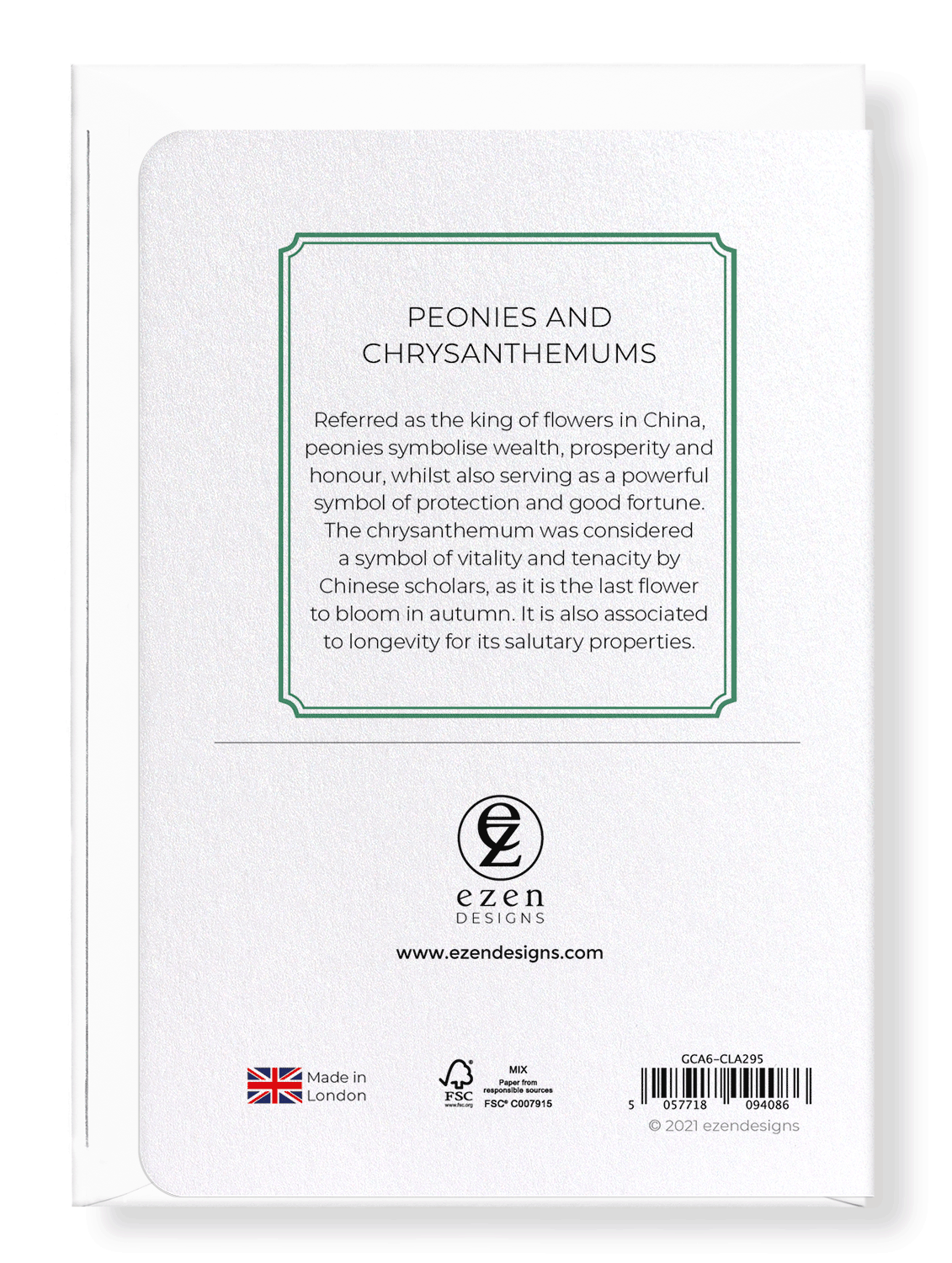 Ezen Designs - Peonies and chrysanthemums  - Greeting Card - Back