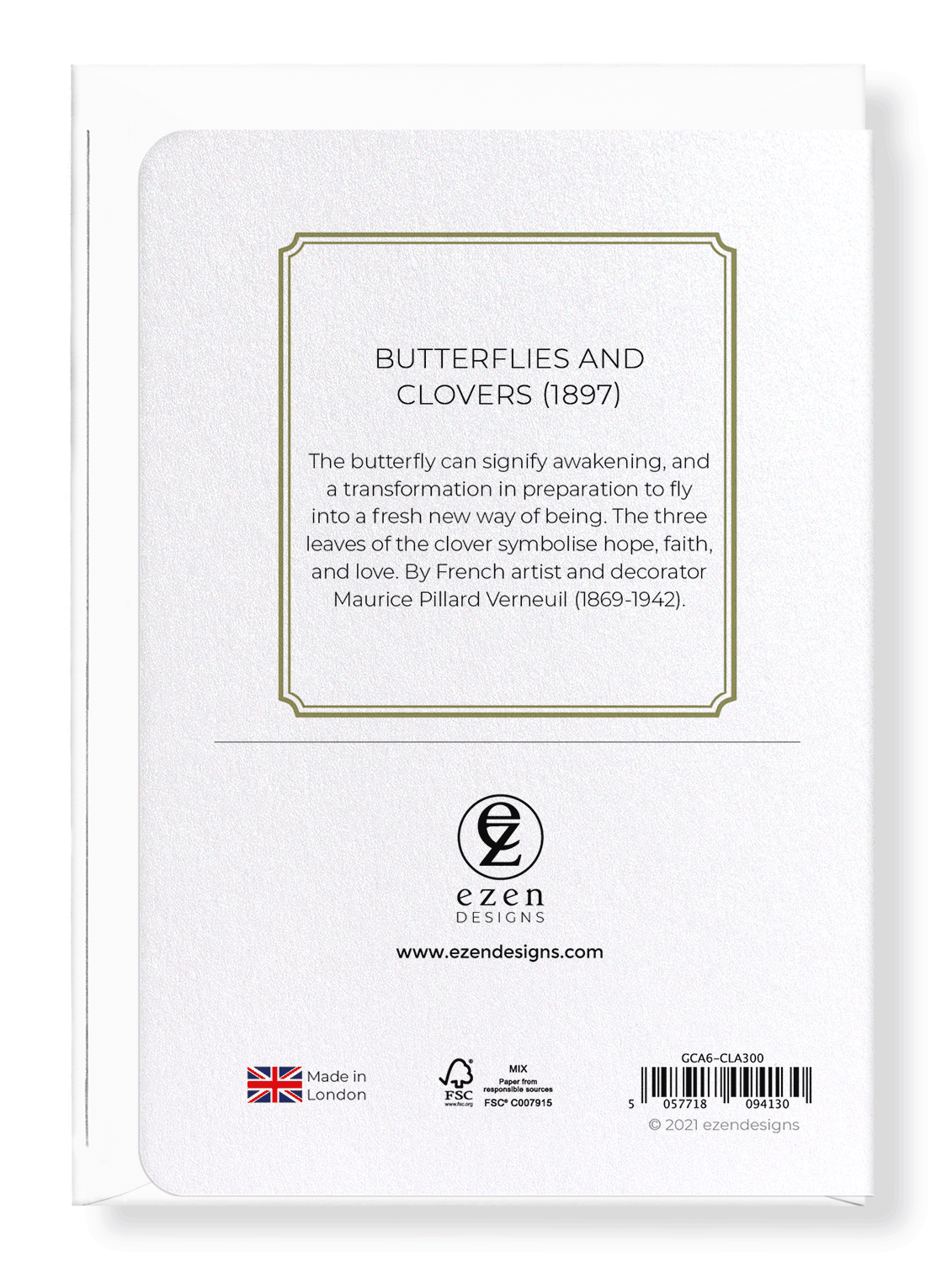 Ezen Designs - Butterflies and clovers (1897)  - Greeting Card - Back