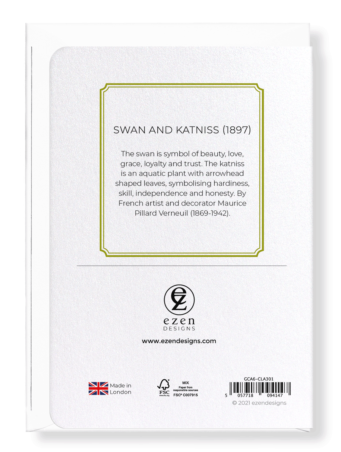 Ezen Designs - Swan and katniss (1897)  - Greeting Card - Back