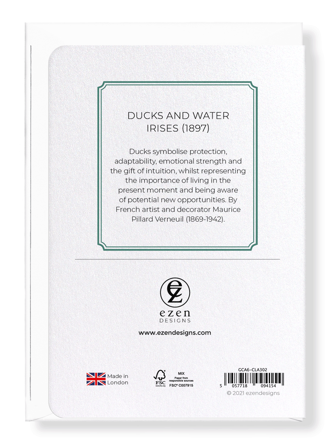 Ezen Designs - Ducks and water irises (1897)  - Greeting Card - Back