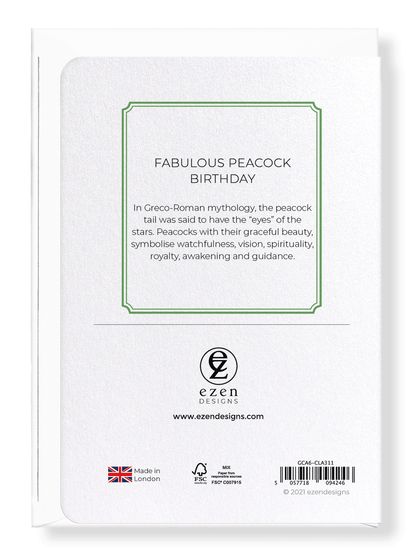 Ezen Designs - Fabulous peacock birthday - Greeting Card - Back