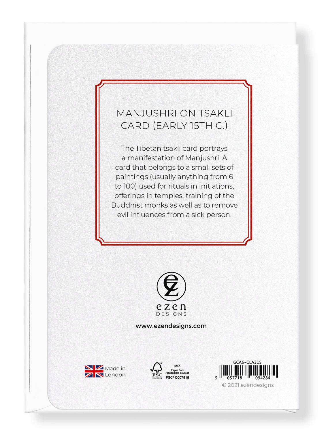 Ezen Designs - Manjushri on Tsakli card (early 15th C.) - Greeting Card - Back