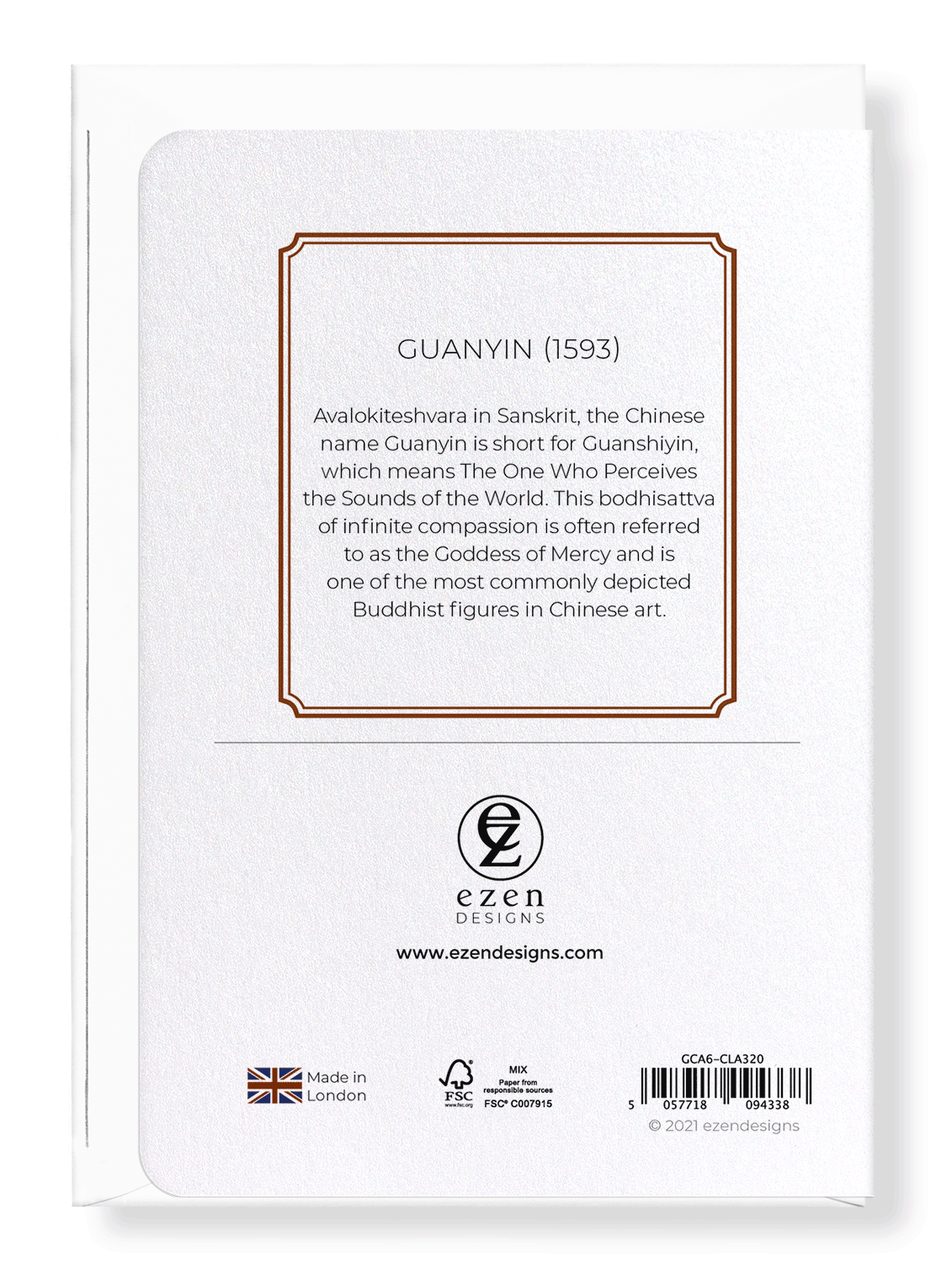 Ezen Designs - Guanyin (1593) - Greeting Card - Back