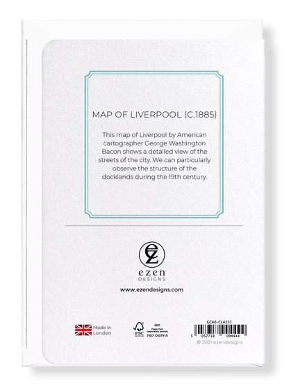 Ezen Designs - Map of Liverpool (c.1885) - Greeting Card - Back