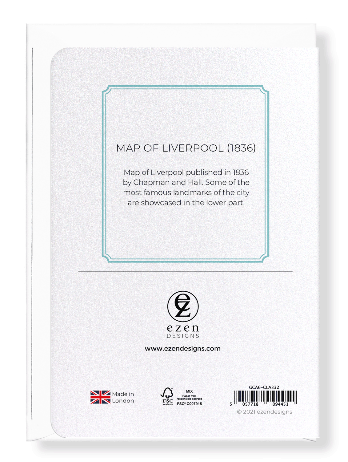Ezen Designs - Map of Liverpool (1836) - Greeting Card - Back