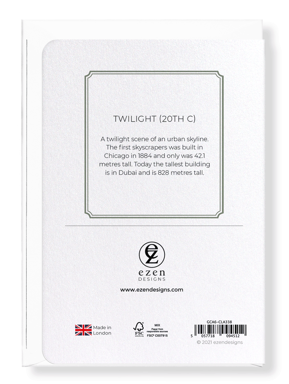 Ezen Designs - Twilight (20th C) - Greeting Card - Back