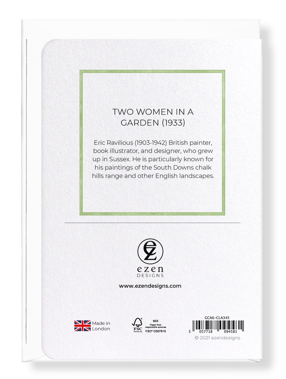 Ezen Designs - Two Women in a Garden (1933) - Greeting Card - Back