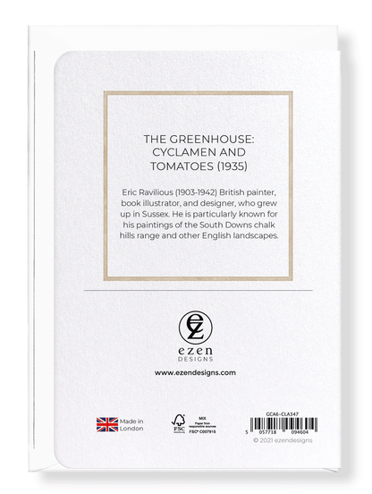 Ezen Designs - The Greenhouse: Cyclamen and Tomatoes (1935) - Greeting Card - Back