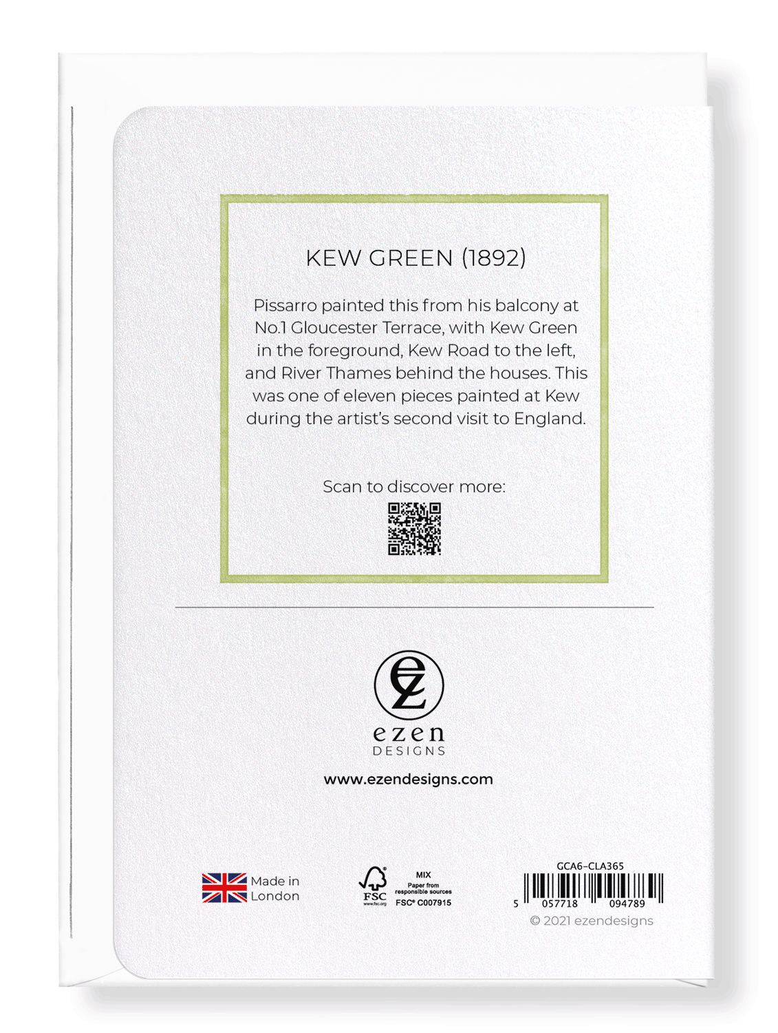 Ezen Designs - Kew Green (1892) - Greeting Card - Back
