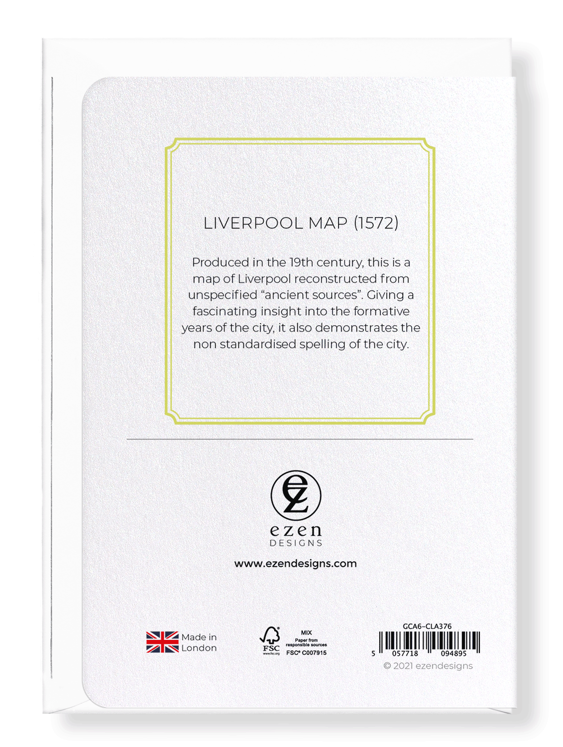 Ezen Designs - Liverpool Map (1572) - Greeting Card - Back