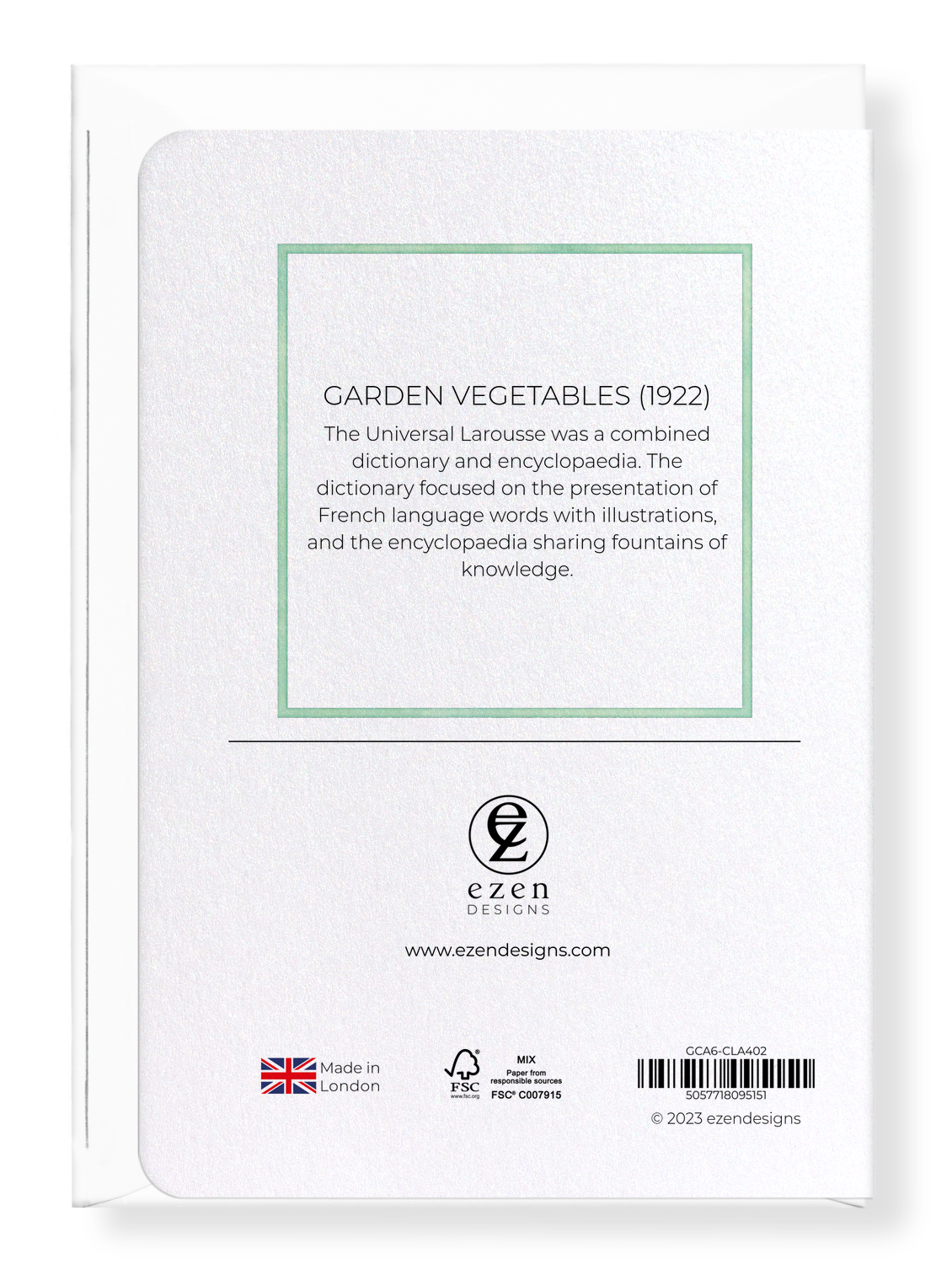Ezen Designs - Garden Vegetables (1922) - Greeting Card - Back